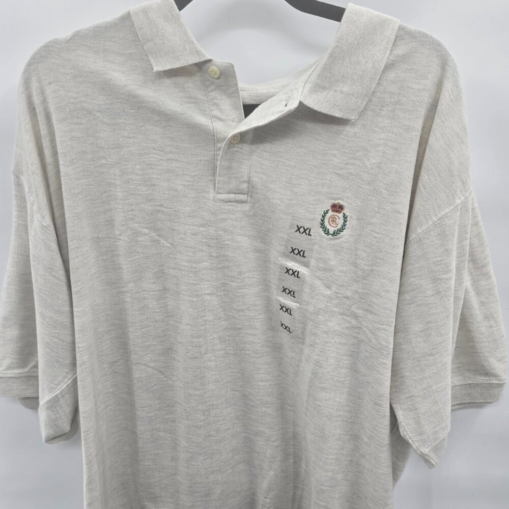 Chaps Off-White Polo Shirt with Crest Embroidery
